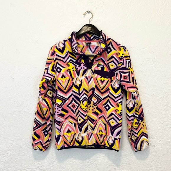 Patagonia Other - Patagonia Synchilla T-Snap Fleece Pullover Raven Tapestry Purple Girls XXL 16/18
